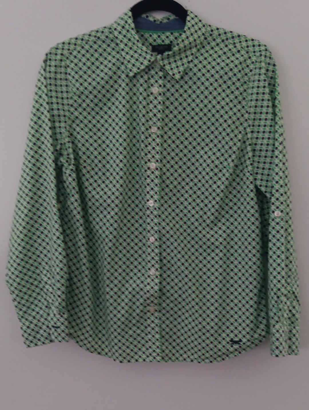 Talbots Green Geometric Print Button-Down Shirt #3530